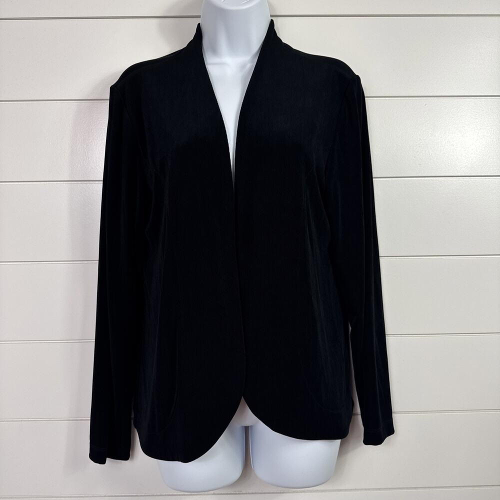 Chico's Travelers Open Front Cardigan Slinky Knit Black sz 2 / Large